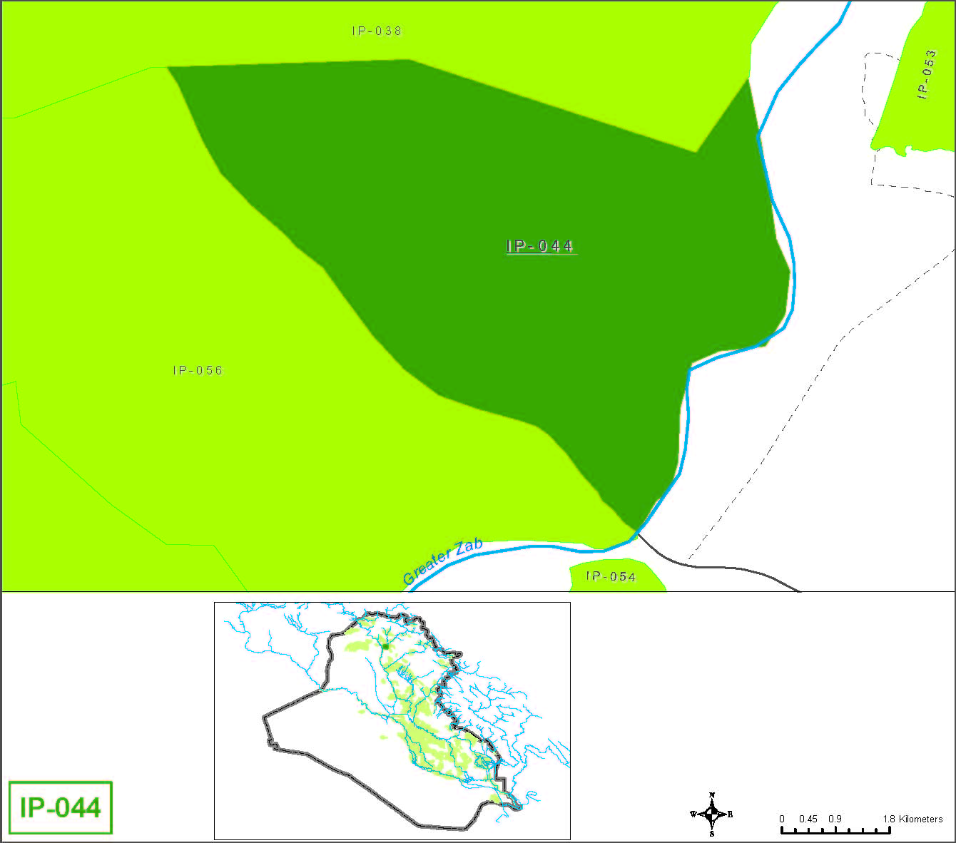 Small farms at wells in the Neinewa muhafadha in the Greater Zab river basin